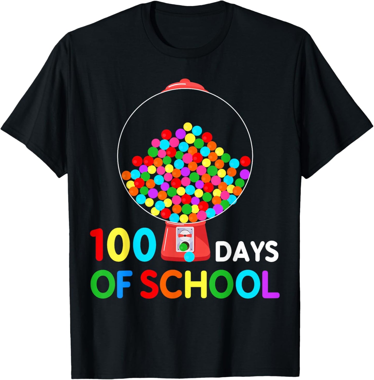 100 Days of School Gumball Machine 100th Day of School Kids T-Shirt - T-Shirt | Black