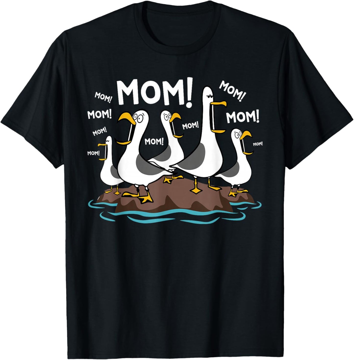Mom Seagull Funny Mama Seagulls Mothers Day Humor T-Shirt - T-Shirt | Black