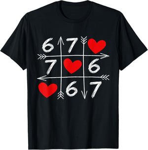 67 Six Seven Meme 6 7 Heart Valentine’s Day Teens Boys Girls T-Shirt - T-Shirt | Black