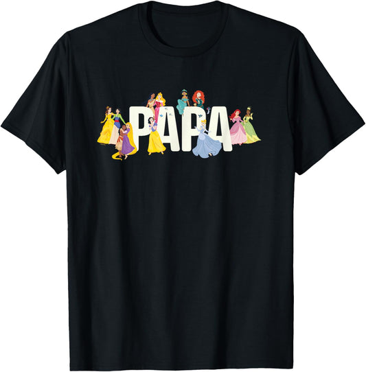 Disney Princess Squad Papa Family Trip Vacation Reunion T-Shirt - T-Shirt | Black