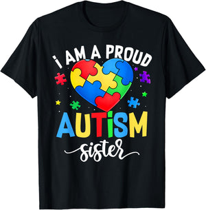 I'm A Proud Autism Sister Down Syndrome Awareness Girl Women T-Shirt - T-Shirt | Black