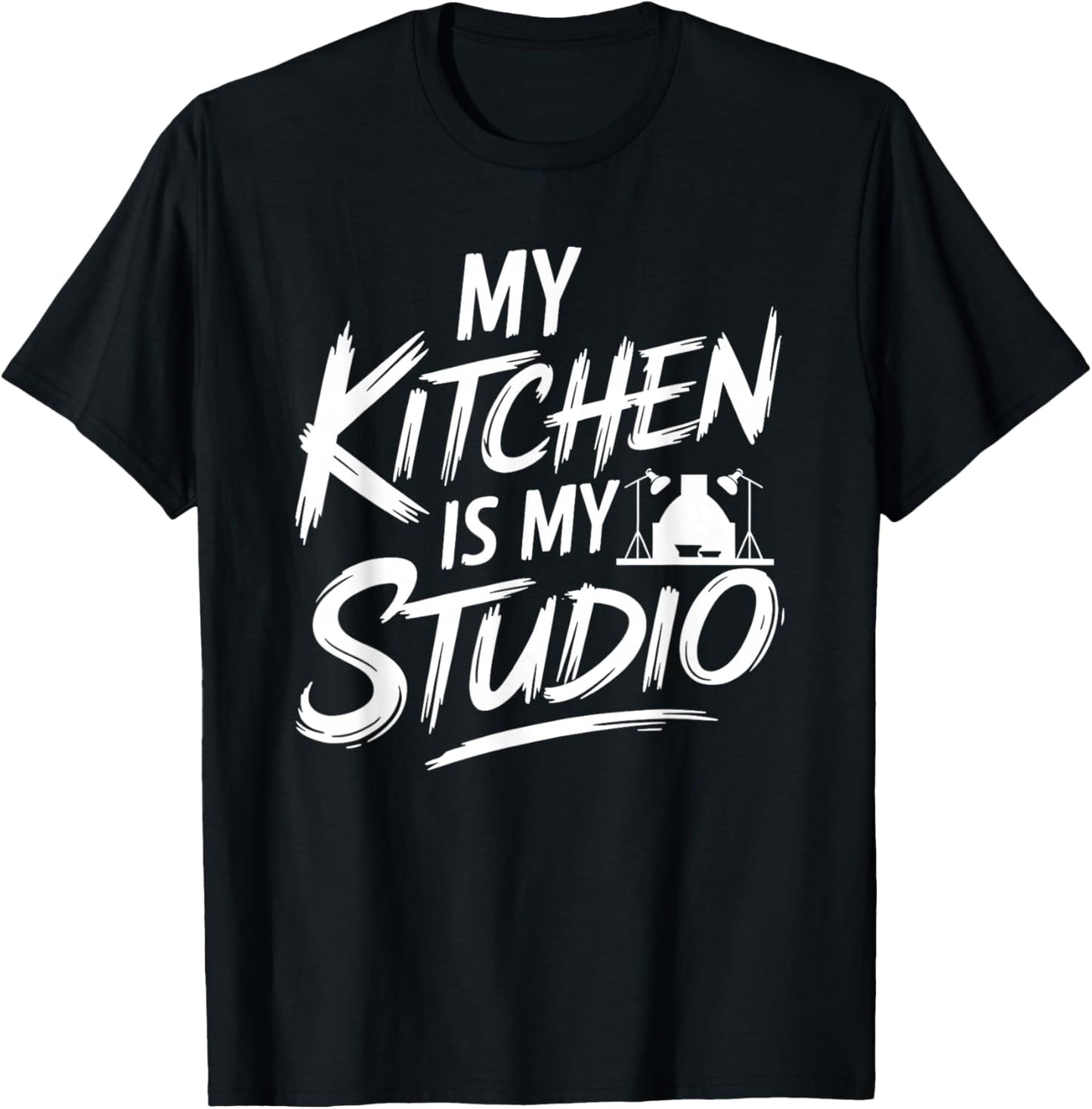 My Kitchen is My Studio Food Influencer Chef Cook Vlogger T-Shirt - T-Shirt | Black