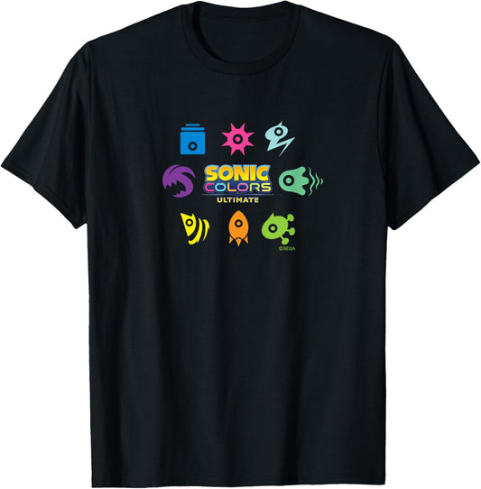 Sonic The Hedgehog - Sonic Colors Ultimate Icons T-Shirt - T-Shirt | Black