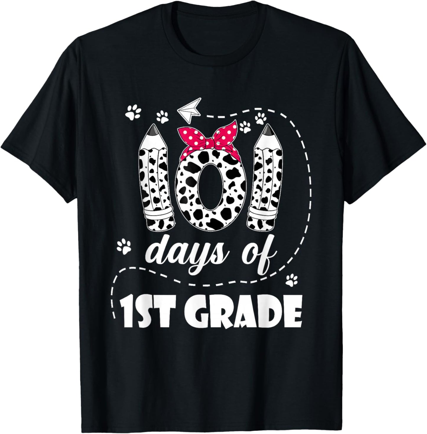 101 Days of 1st Grade Dog Cute 100 Days of School Teacher T-Shirt - T-Shirt | Black