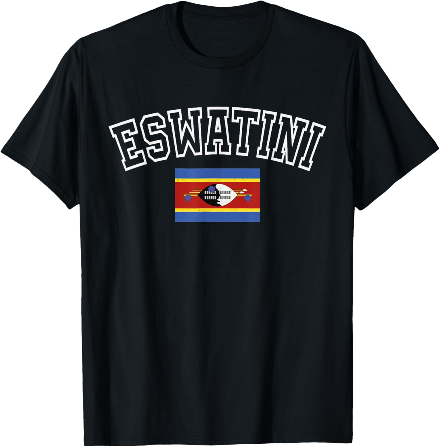 ESWATINI Flag Vintage Distressed Retro Heritage Design T-Shirt - T-Shirt | Black