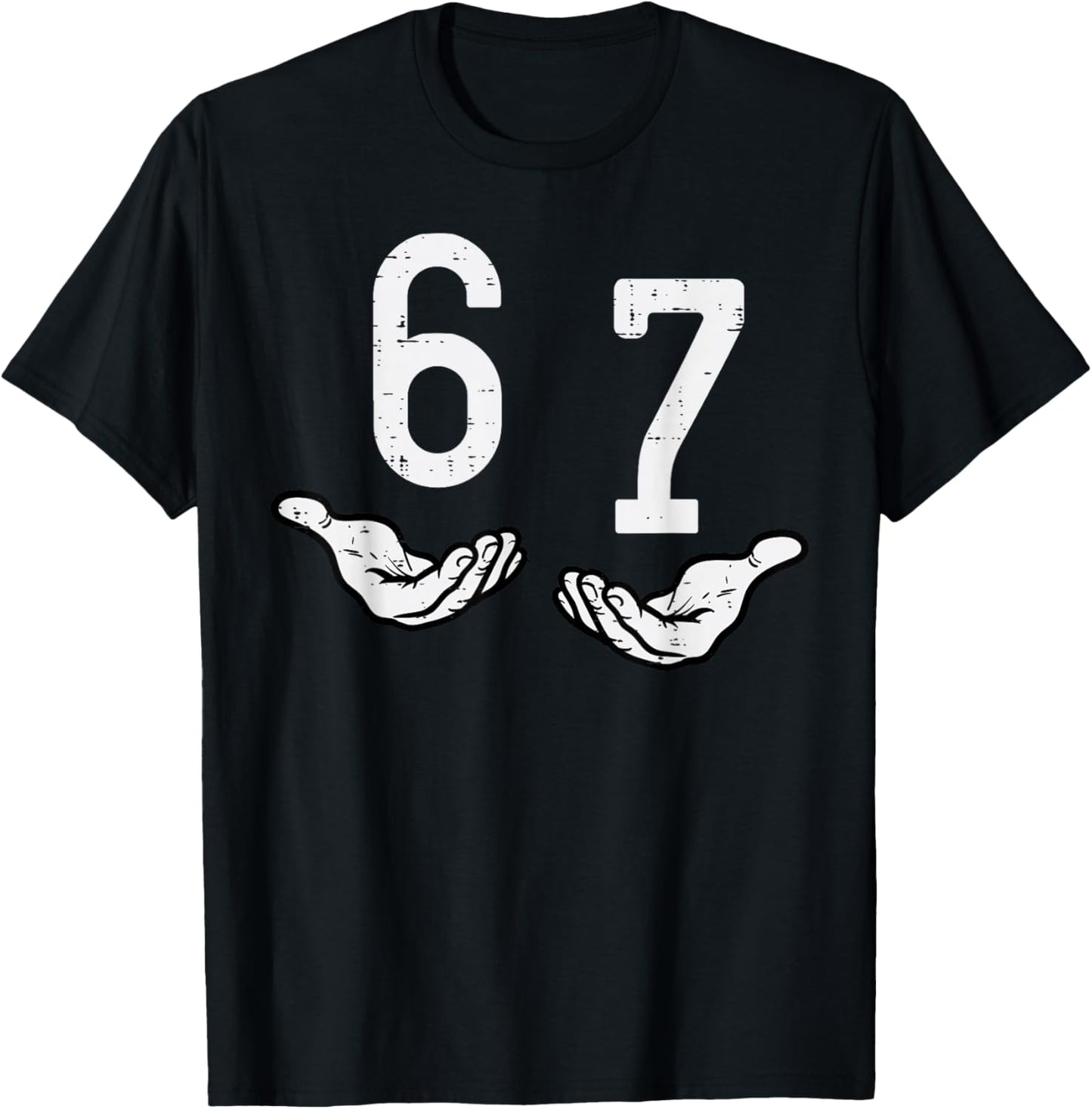 6 7 Meme Hands Funny 67 Gen Alpha Slang Kids Boys Youth T-Shirt - T-Shirt | Black