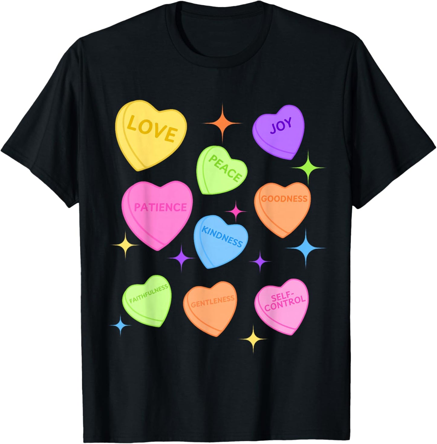 Fruits of Spirit Valentine Christian Valentine Hearts T-Shirt - T-Shirt | Black