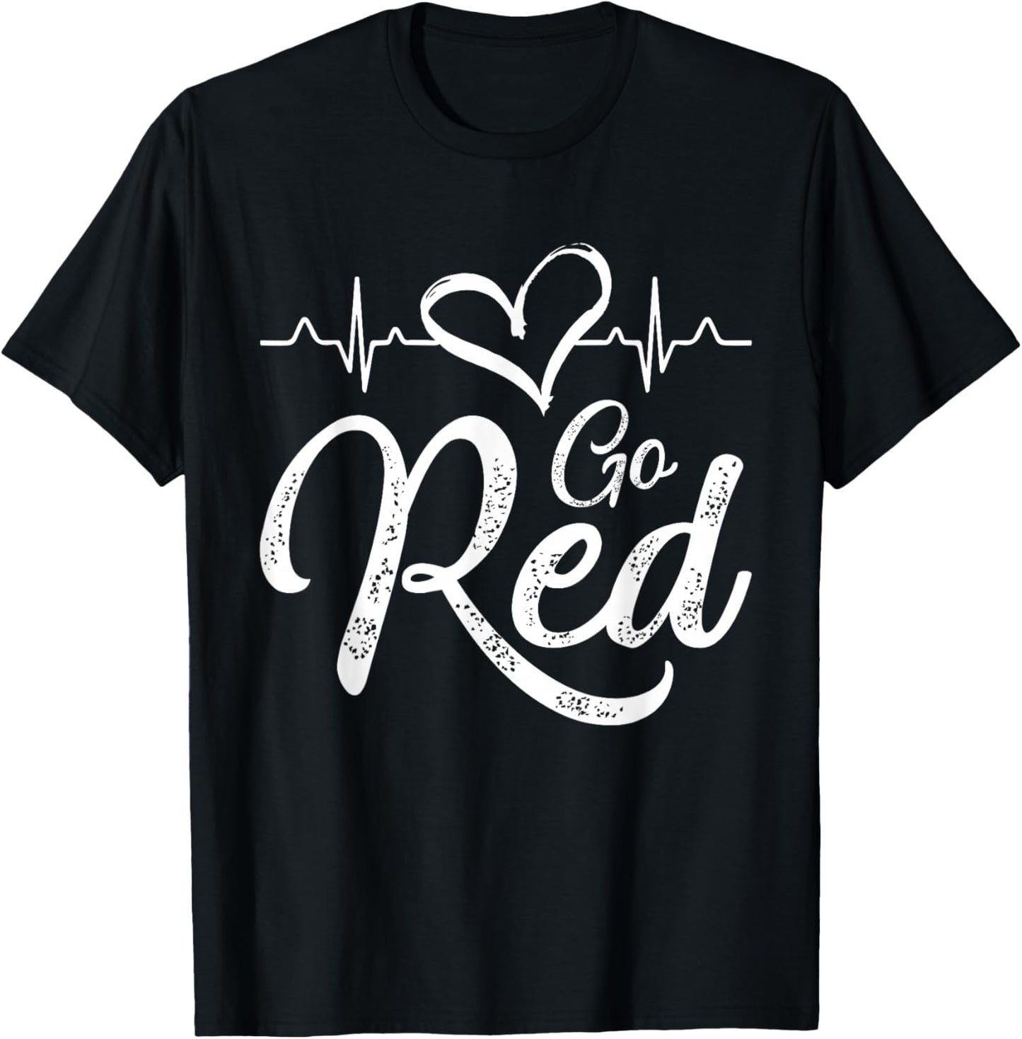 Go Red American Heart Disease Month Awareness T-Shirt - T-Shirt | Black
