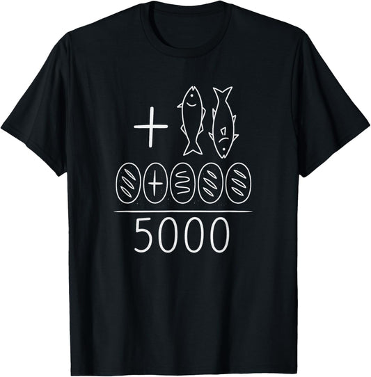 Five Loaves Two Fish Feeding The 5000 Jesus Miracle T-Shirt - T-Shirt | Black