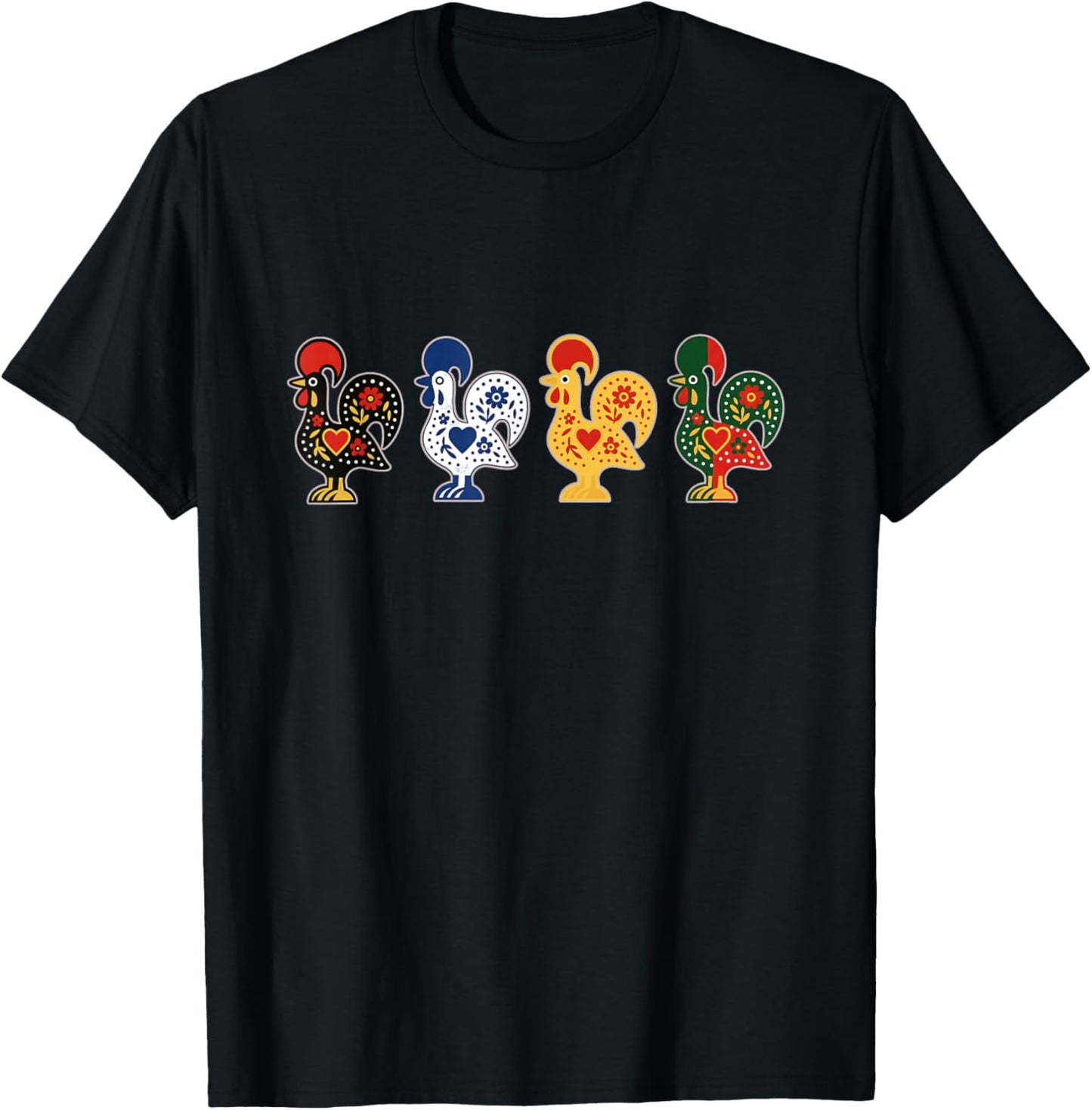 Portuguese Galo de Barcelos Portugal Lisbon Rooster T-Shirt - T-Shirt | Black