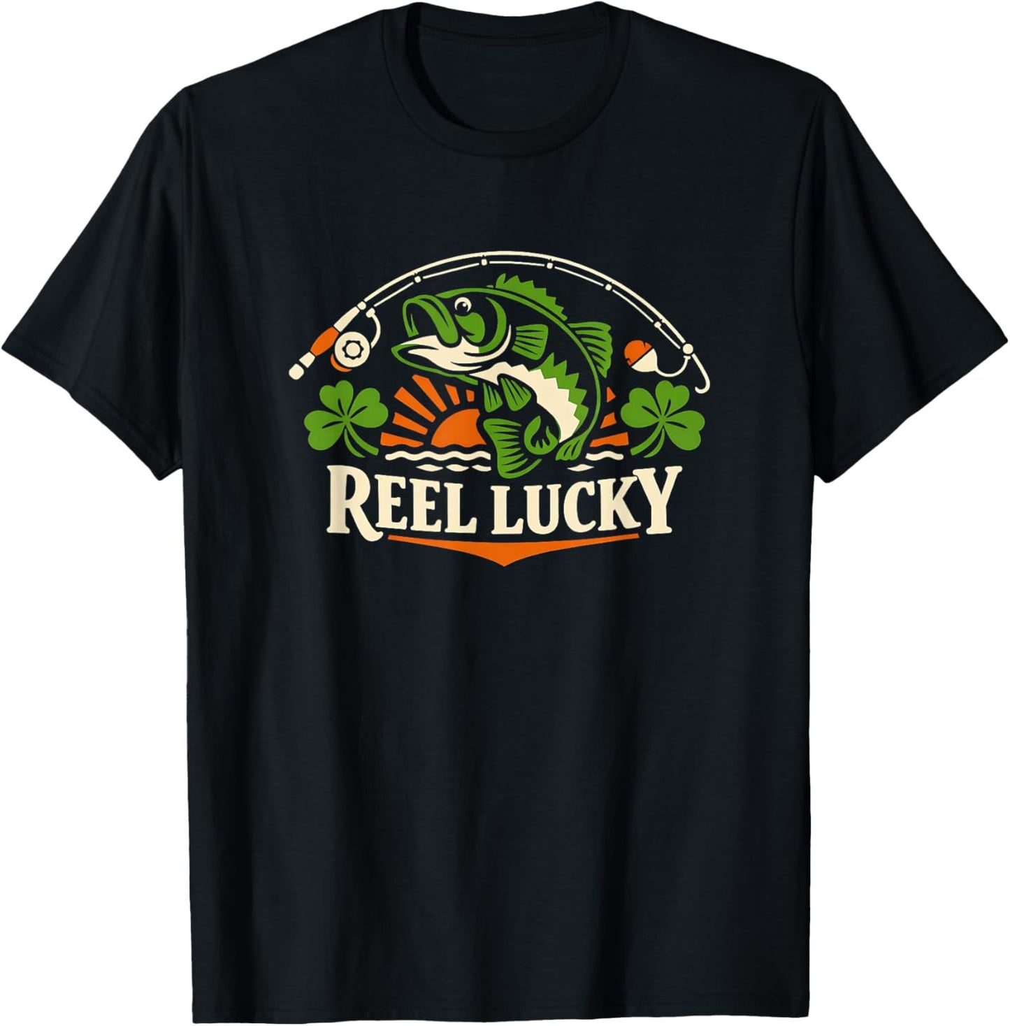 Lucky Angler Shamrock St. Patrick's Day Fishing T-Shirt - T-Shirt | Black