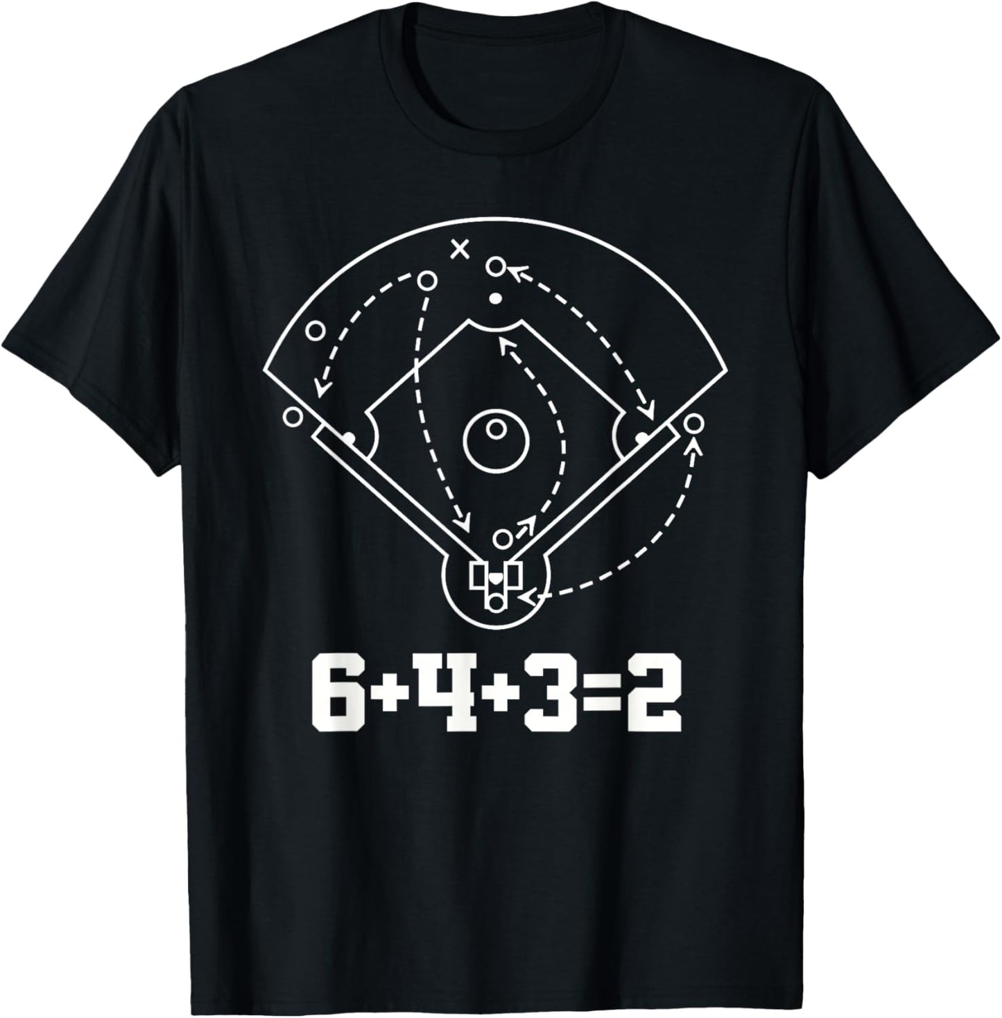 Baseball Math 6 4 3 2 Double Play Game Day Funny Baseball T-Shirt - T-Shirt | Black