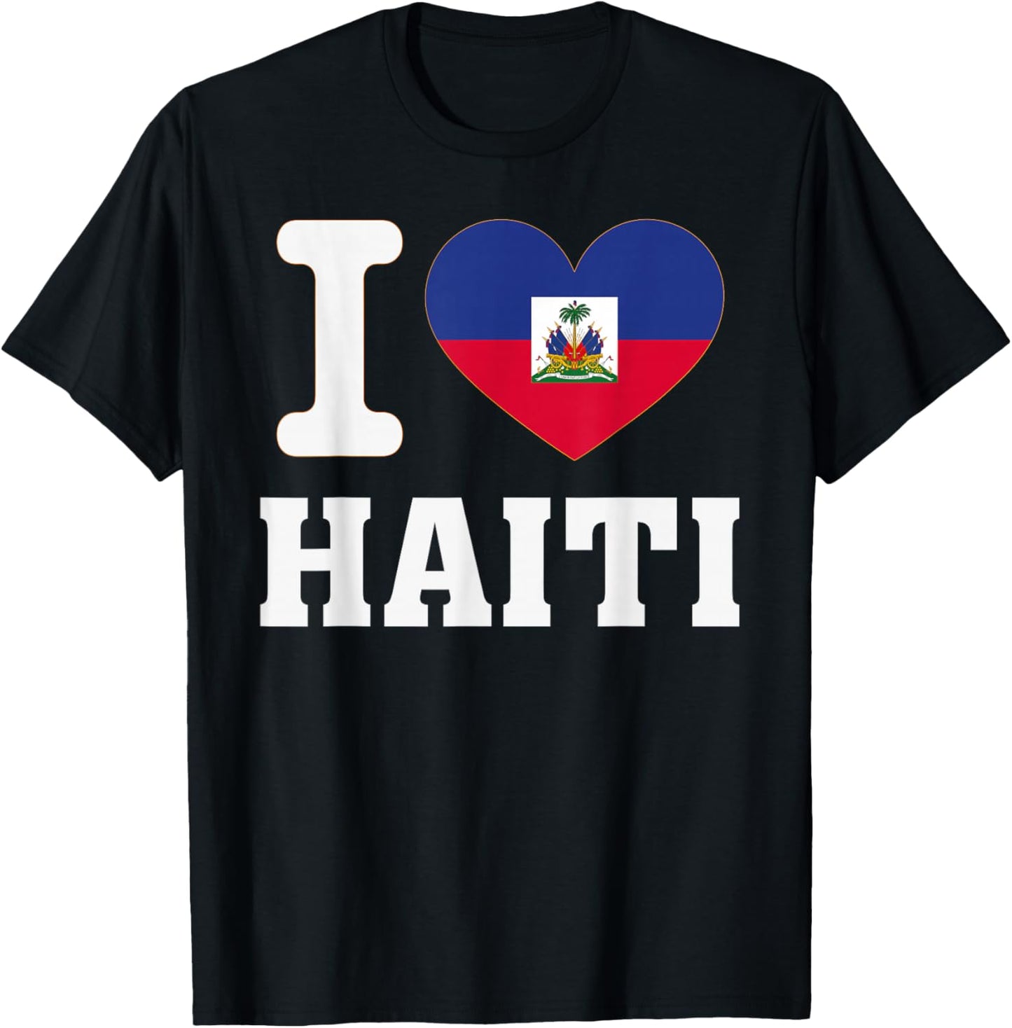 I Love Haiti Heart Souvenir Lovers Pride Travel T-Shirt - T-Shirt | Black