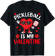 Women Pickleball Valentine Day Heart Love Girl Pickle Ball T-Shirt - T-Shirt | Black