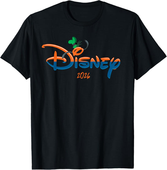Disney Goofy Script Logo 2026 Vacation Trip Matching T-Shirt - T-Shirt | Black