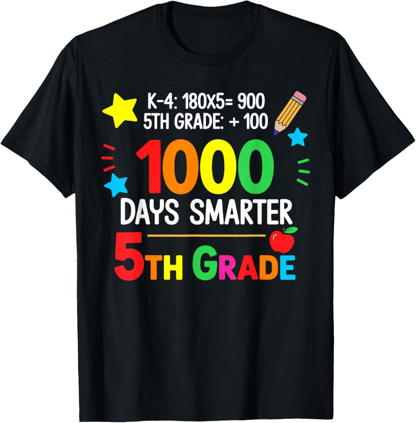 Fifth Grade Teacher - 1000 Days Smarter 100th Day of School T-Shirt - T-Shirt | Black