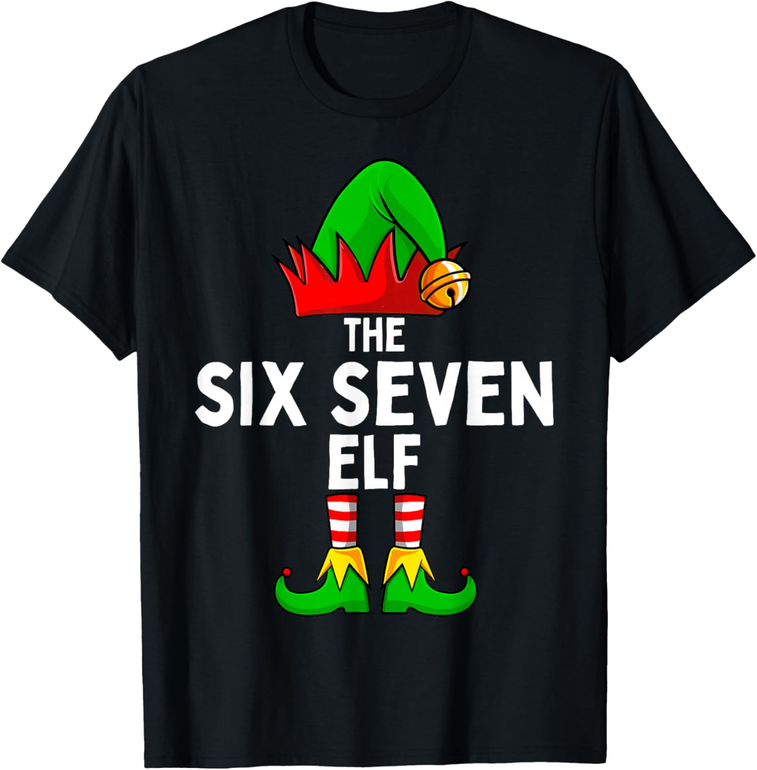 6-7 Elf Meme Christmas Costume Matching Family 67 Brainrot T-Shirt - T-Shirt | Black