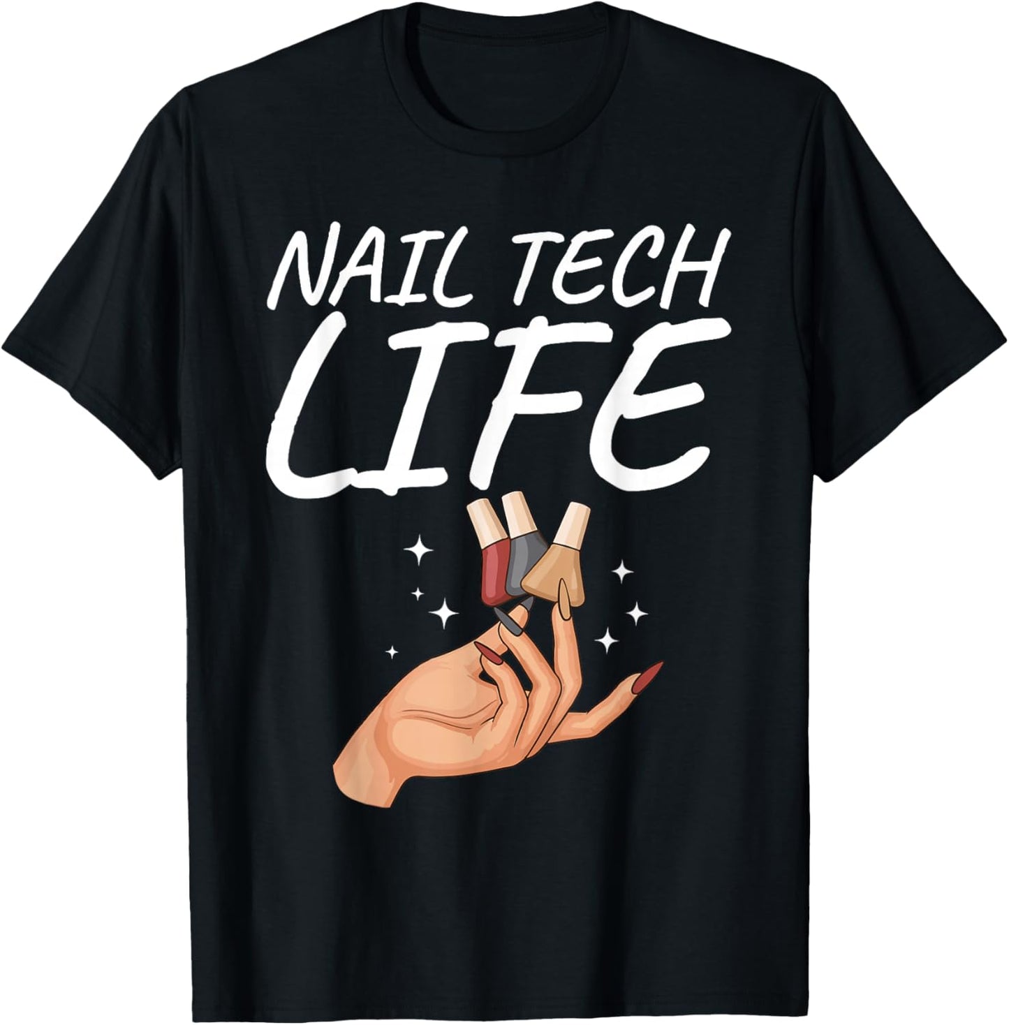 Cute Nail Tech Art Girl Manicurist Nail Technician T-Shirt - T-Shirt | Black