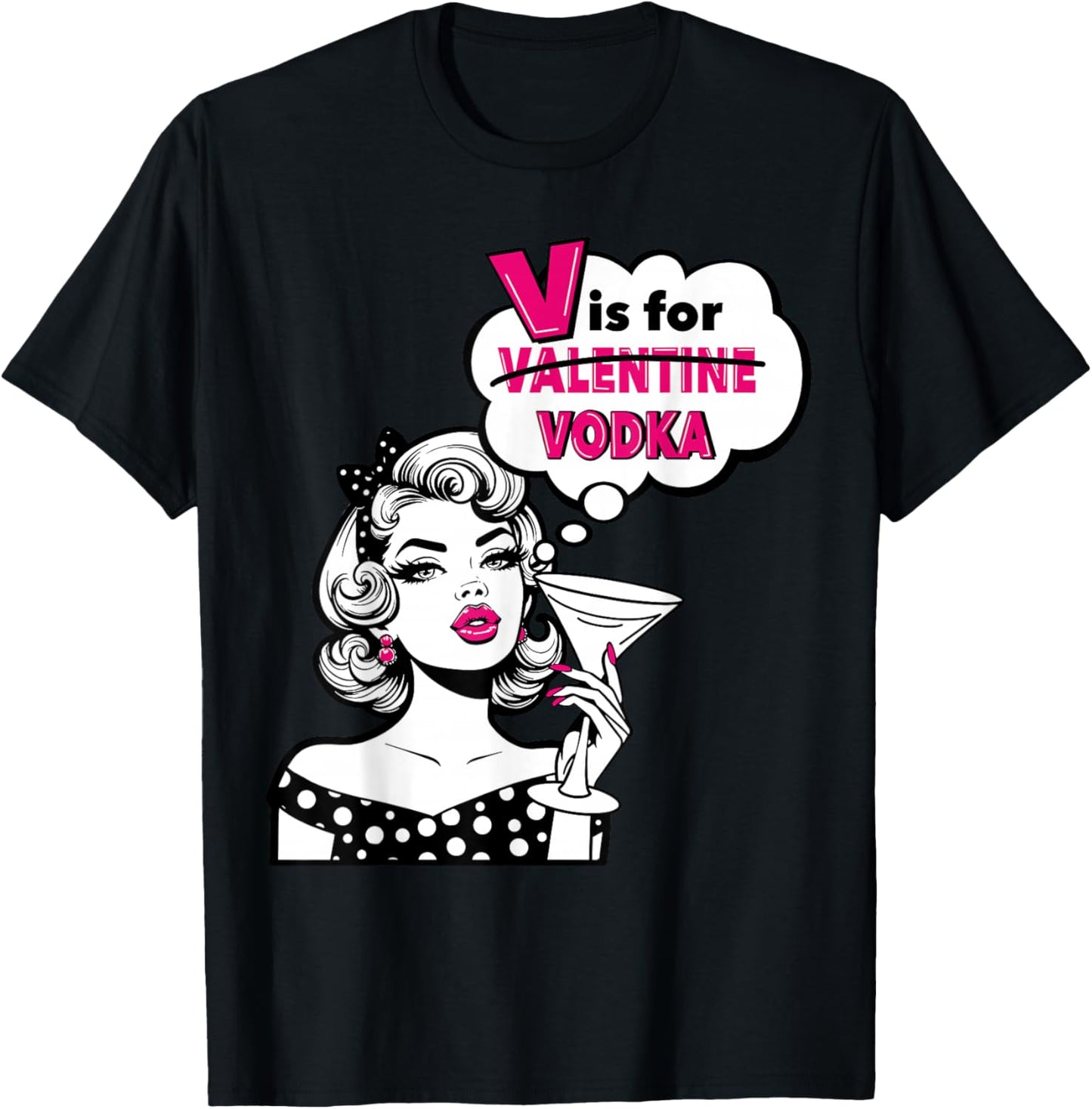 V is for Vodka Shirt – Funny Valentine Galentines Day T-Shirt - T-Shirt | Black