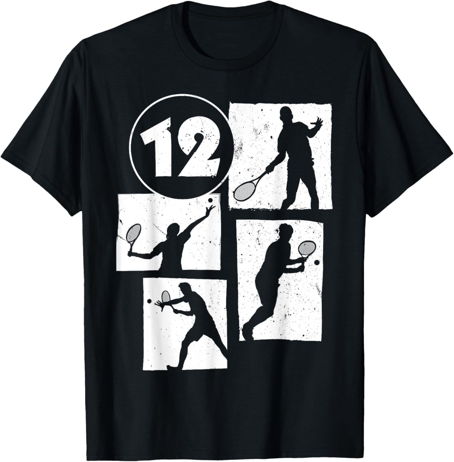 12th Birthday Boys Tennis Player Tennis 12 Years Old T-Shirt - T-Shirt | Black