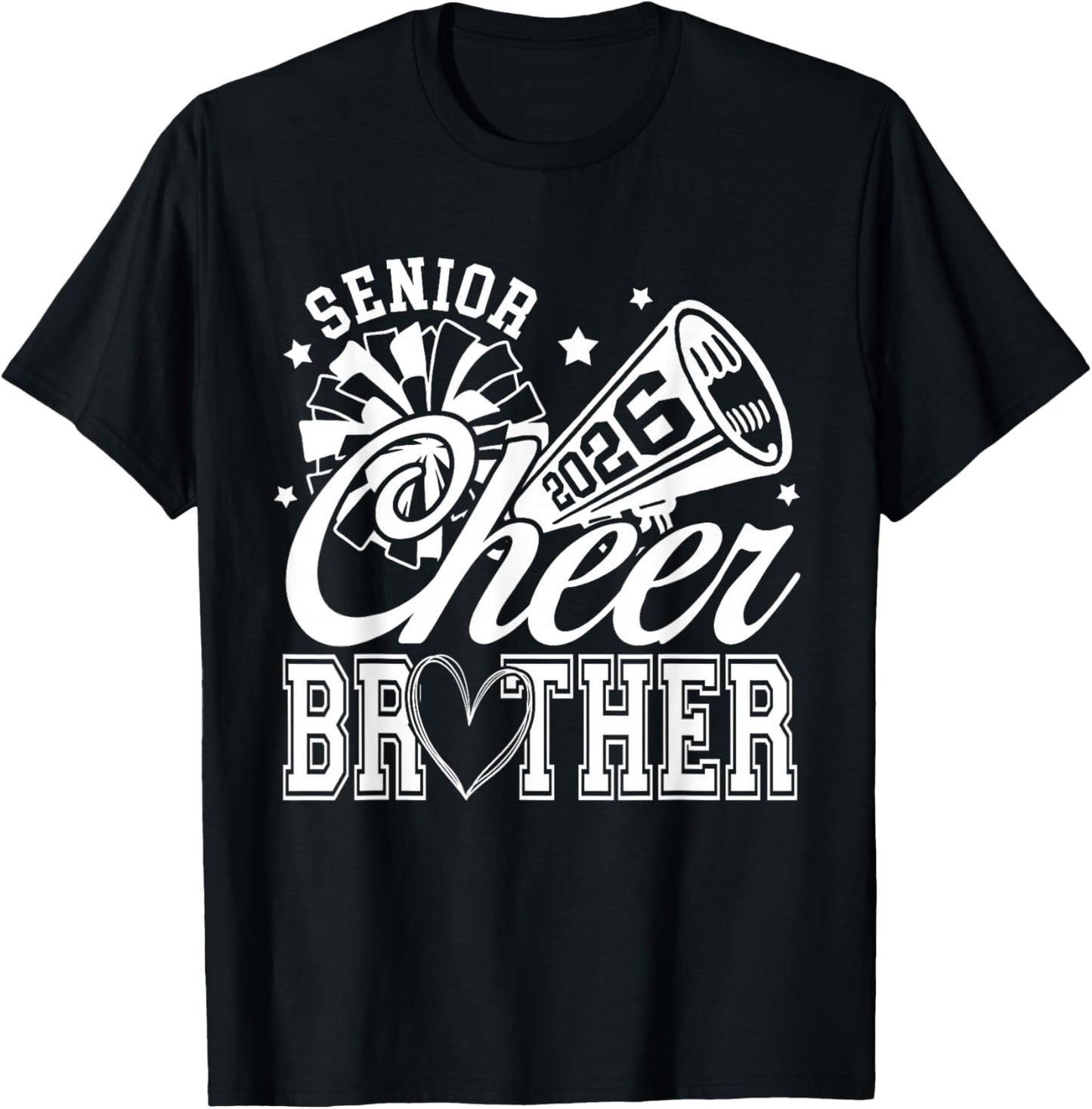 Senior Cheer Brother 2026 Proud Cheerleader Brother T-Shirt - T-Shirt | Black