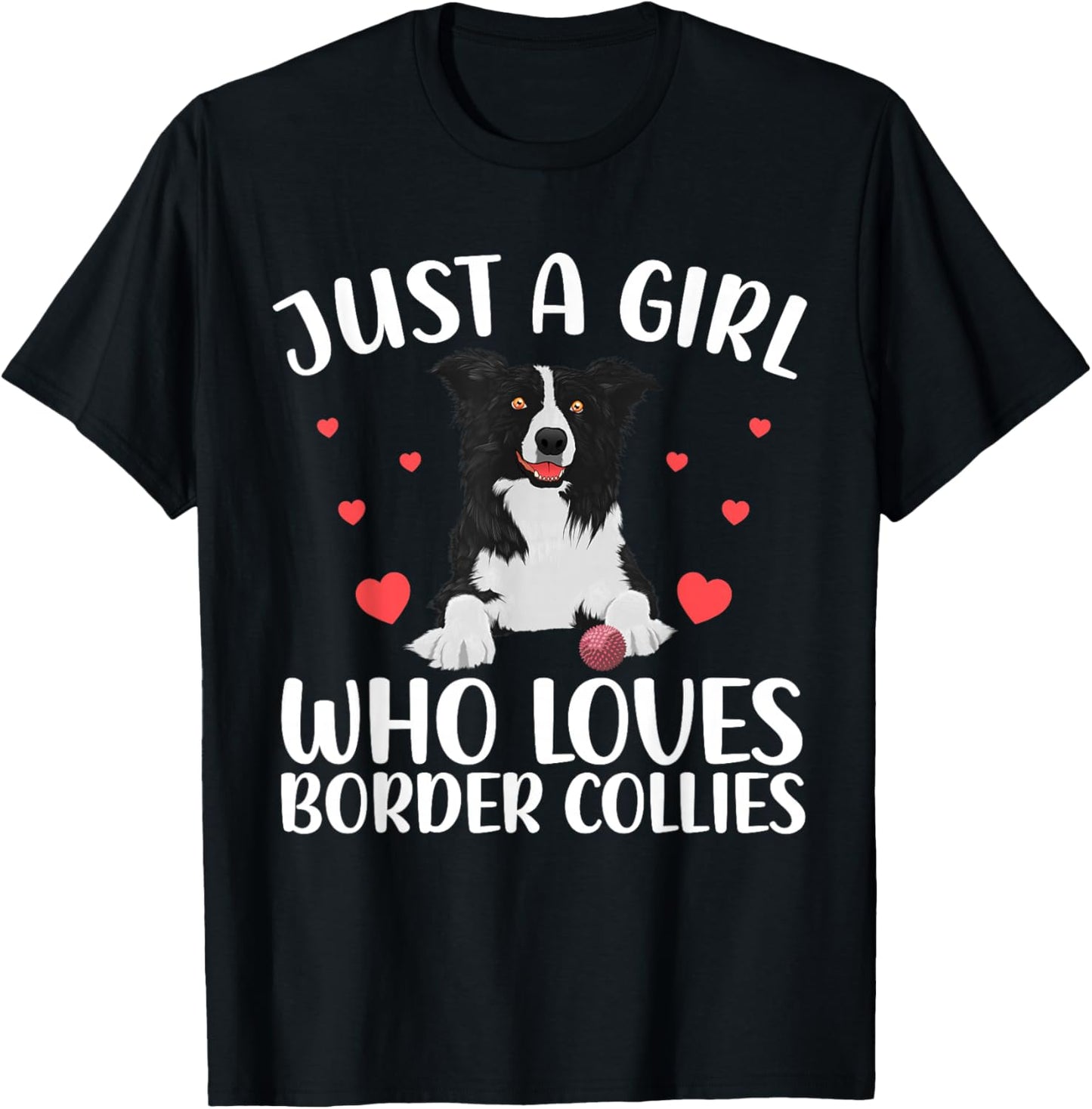 Border Collie Design Girls Dog Border Collie Lover T-Shirt - T-Shirt | Black