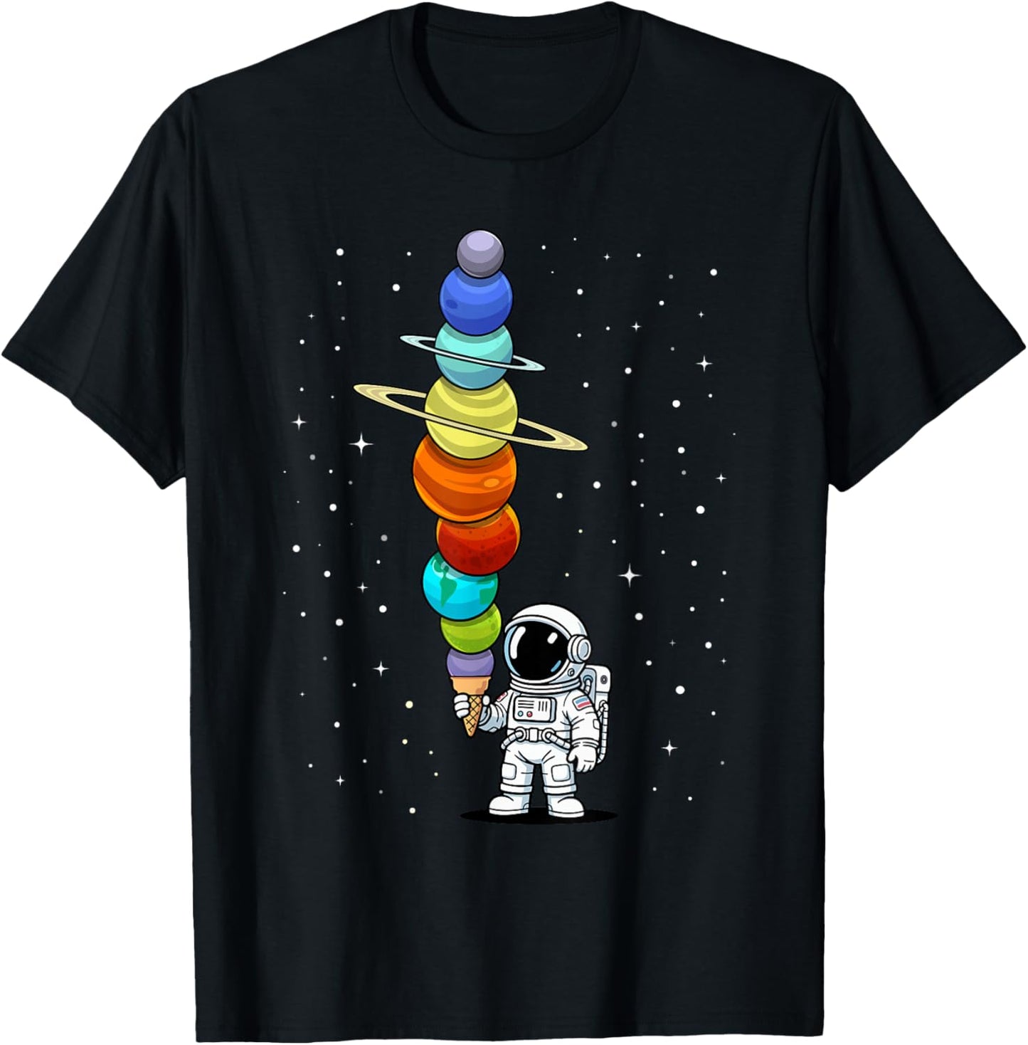 Space Astronaut Ice Cream Cone Planets Solar Systems Boys T-Shirt - T-Shirt | Black