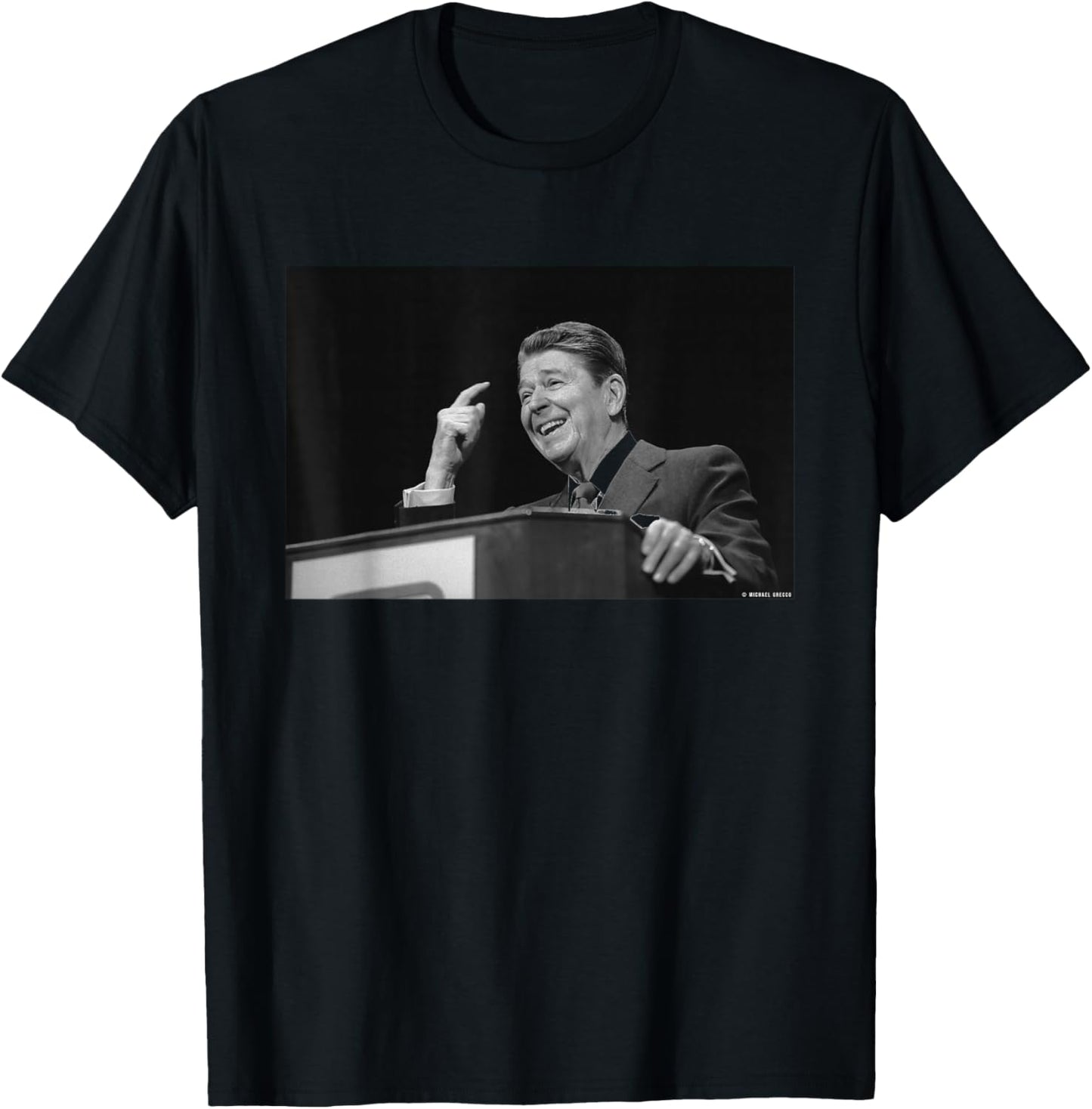 Ronald Reagan US President Birthday Speech by Michael Grecco T-Shirt - T-Shirt | Black