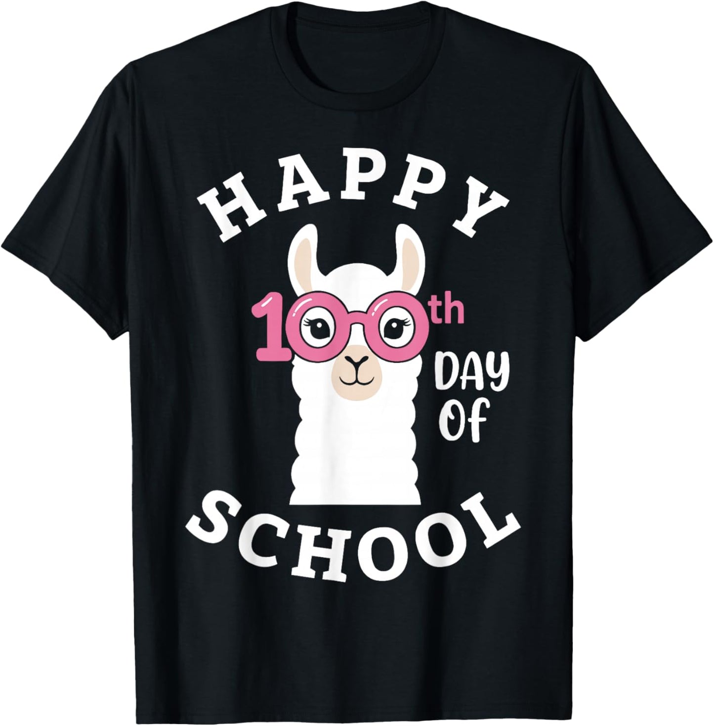 Happy 100th Day of School Llama Teacher Student T-Shirt - T-Shirt | Black