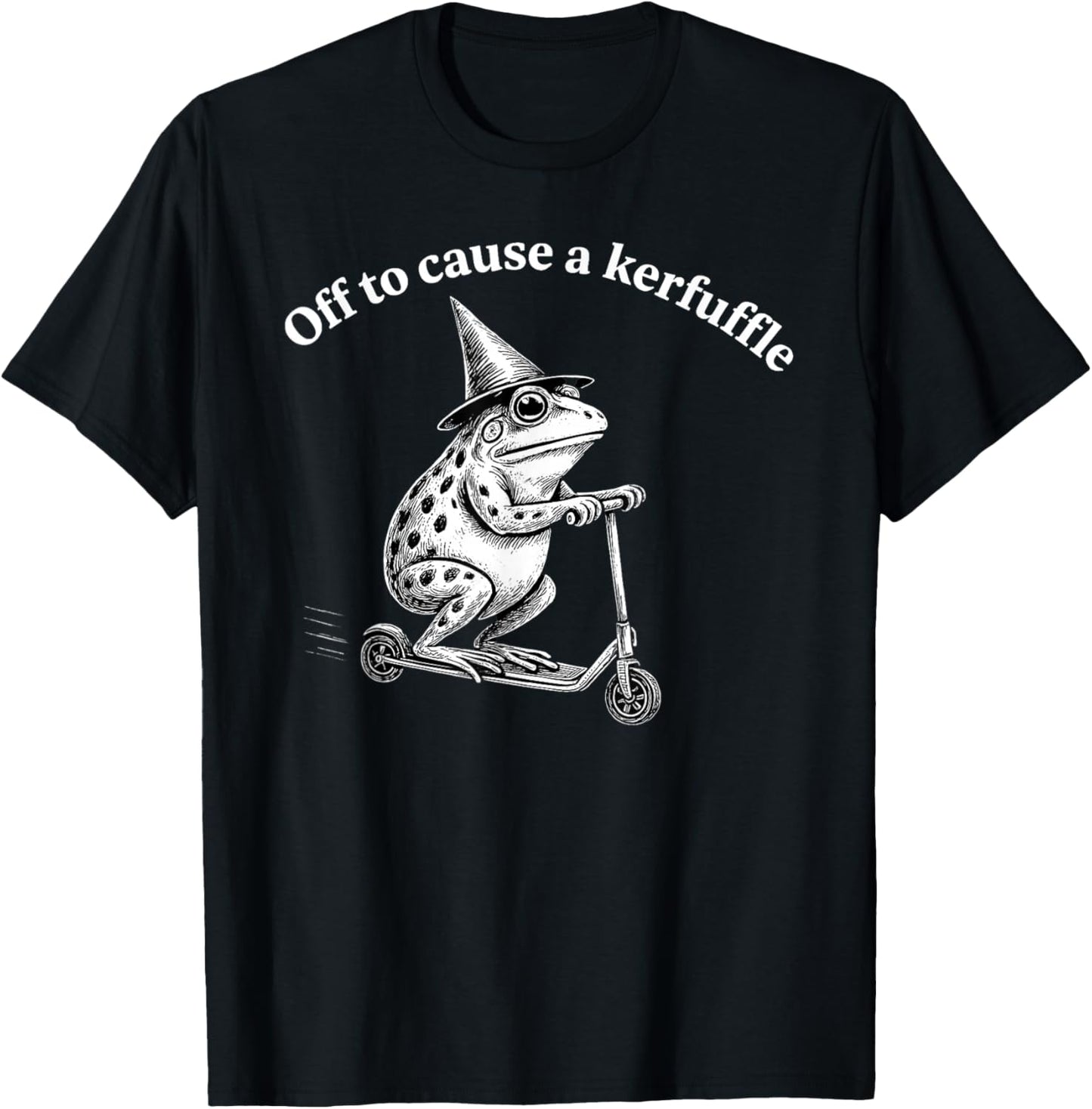 Funny Frog Quote Mischief Humor Whimsical Scooter Art Design T-Shirt - T-Shirt | Black