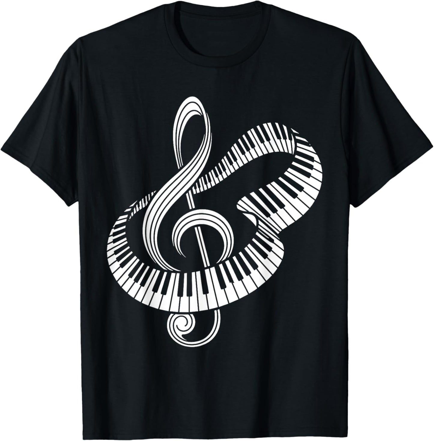 Pianist Music Note Treble Clef Piano Player Keyboard Teacher T-Shirt - T-Shirt | Black