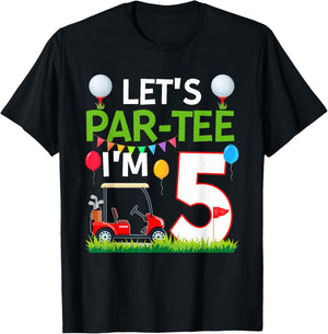 5th Birthday Golf Player Let's Par I'm 5 Year Old T-Shirt - T-Shirt | Black