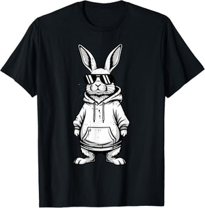 Happy Easter Bunny Sunglasses Rabbit Men Women Kids T-Shirt - T-Shirt | Black