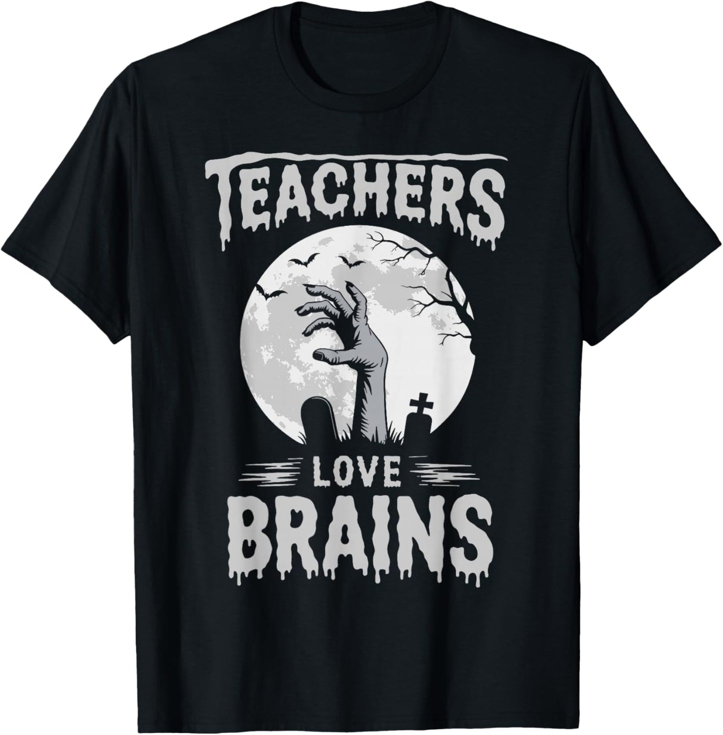 Funny Halloween Teacher Zombie Teachers Love Brains T-Shirt - T-Shirt | Black