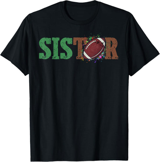 Football Sister 1st Birthday T-Shirt - T-Shirt | Black