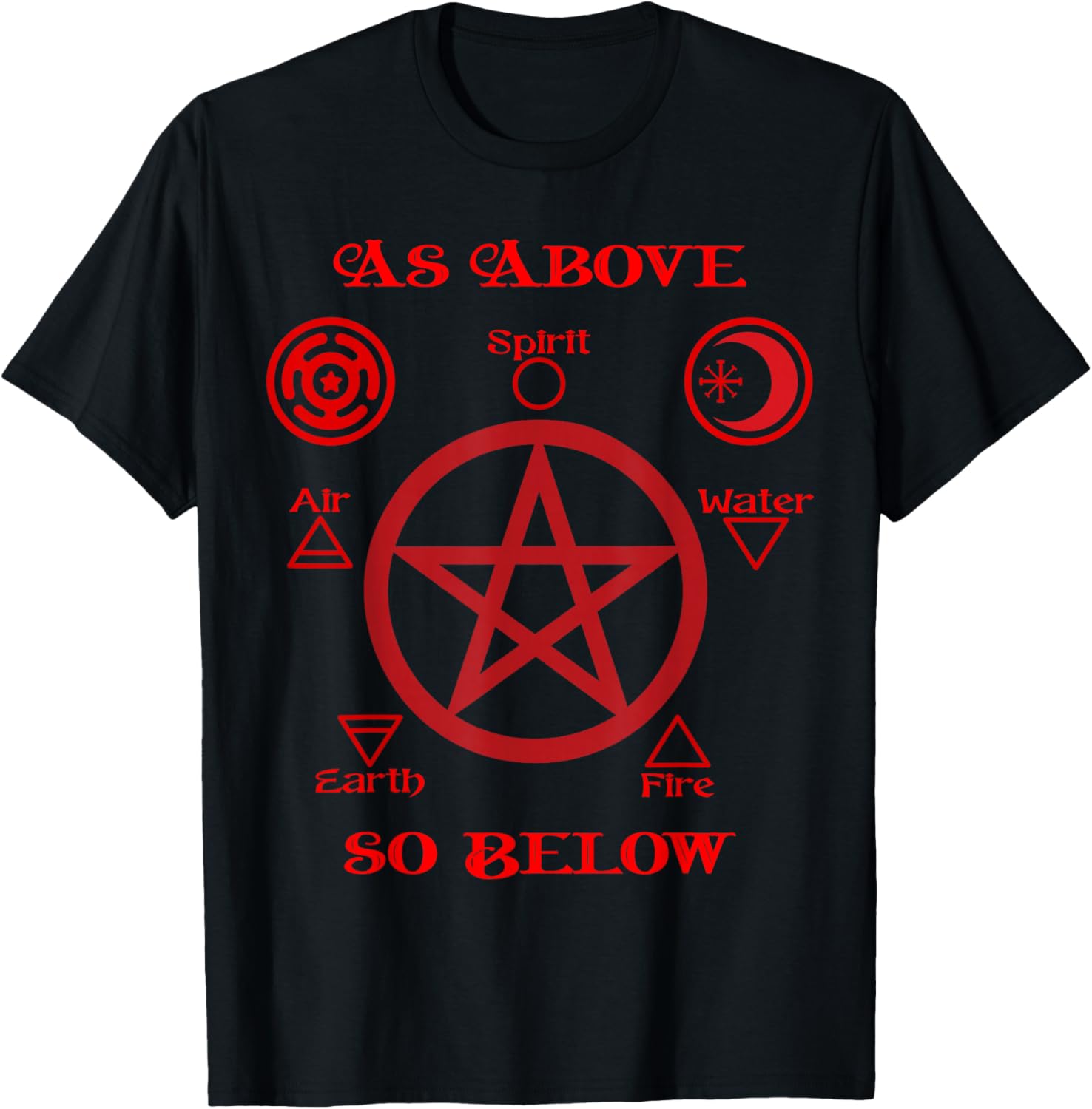 Pentagram Hecate Wheel Wicca Spirit Over Matter Witchcraft T-Shirt - T-Shirt | Black
