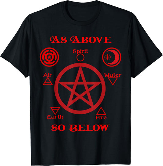 Pentagram Hecate Wheel Wicca Spirit Over Matter Witchcraft T-Shirt - T-Shirt | Black