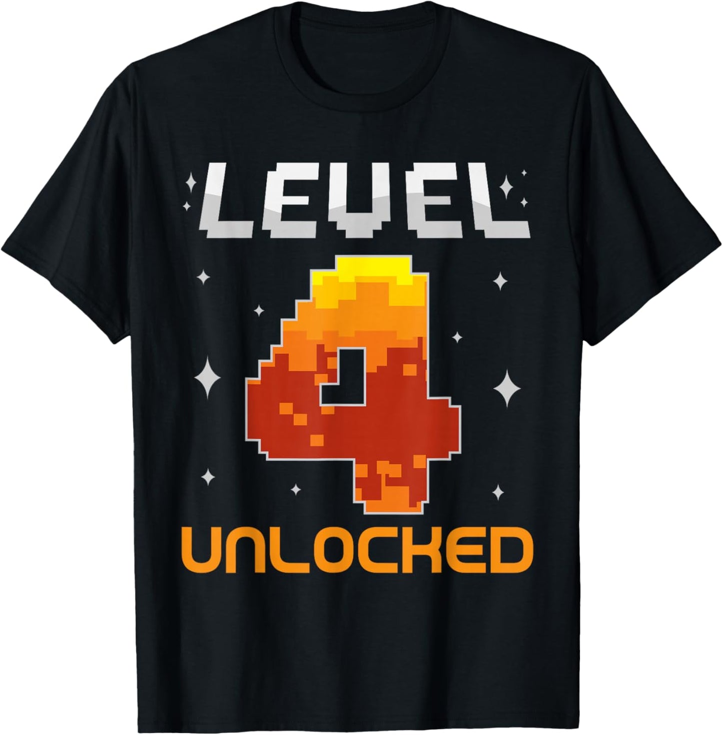 Level 4 Unlocked 4th Birthday Four Years Old Gamer Gaming T-Shirt - T-Shirt | Black