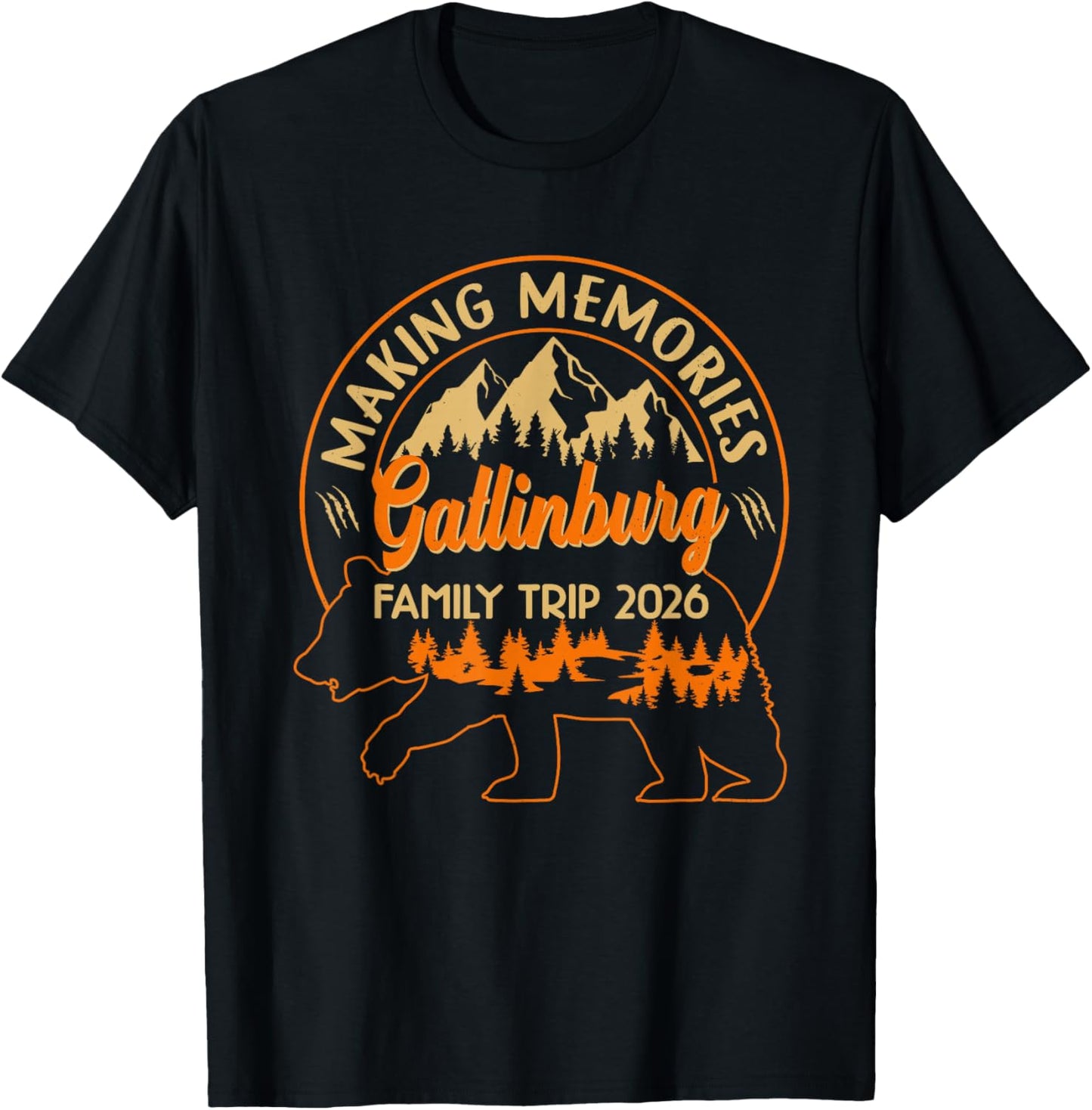 Gatlinburg Family Trip 2026 Tennessee Camping Vacation T-Shirt - T-Shirt | Black