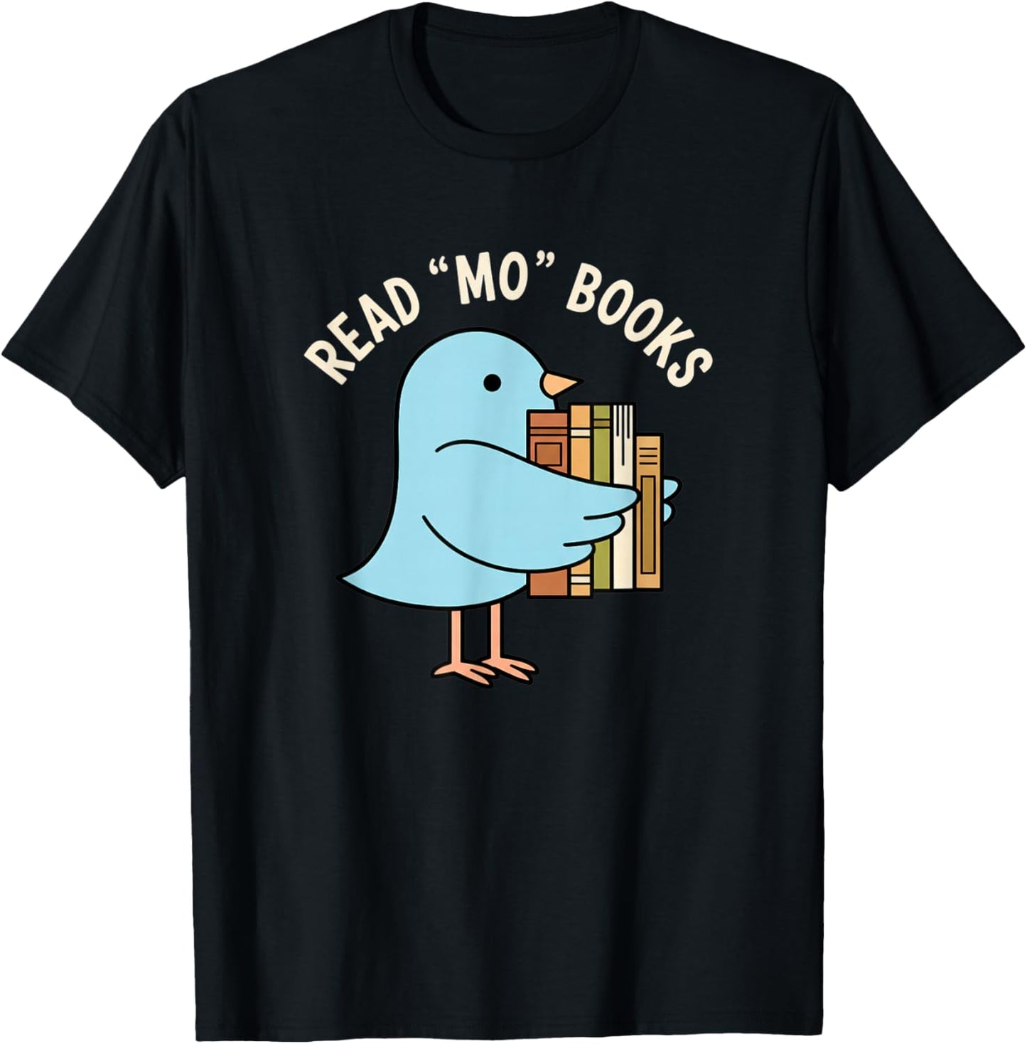 Read Mo Books Cute Bird Reading Kids Book Lover T-Shirt - T-Shirt | Black