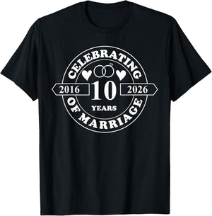 10th Wedding Anniversary 10 Years of Marriage Married Couple T-Shirt - T-Shirt | Black