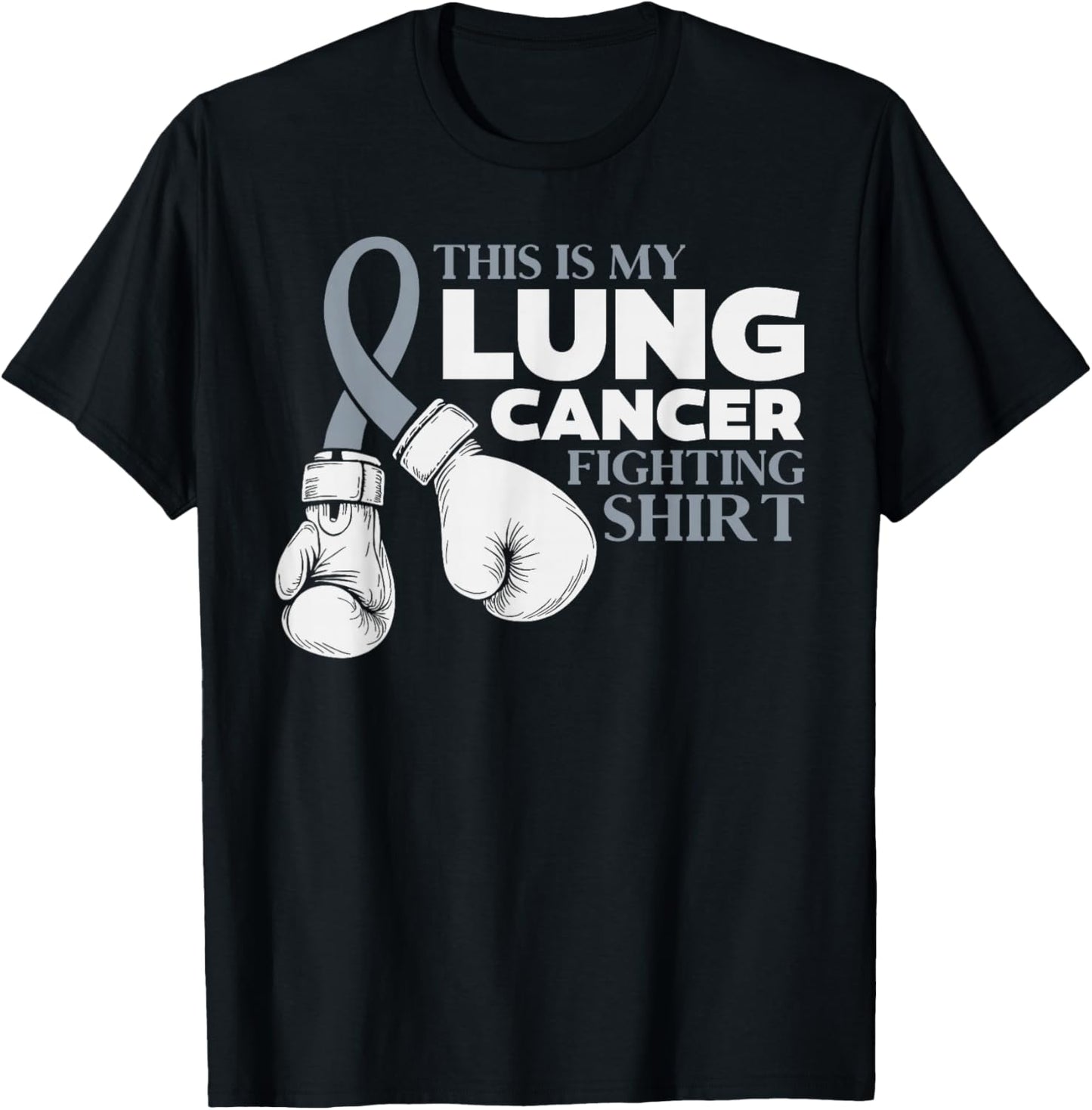 This is My Lung Cancer Month Awareness White Ribbon Support T-Shirt - T-Shirt | Black