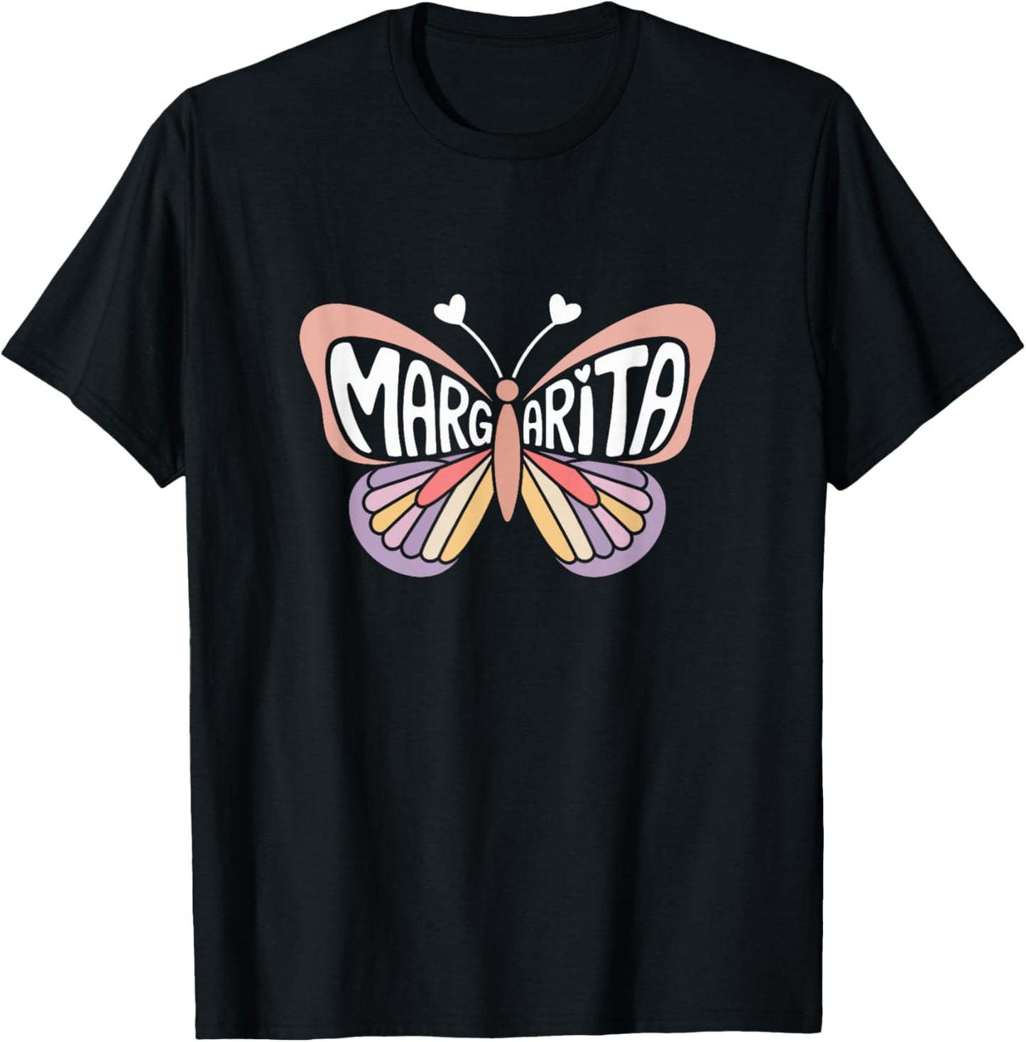 Margarita Butterfly - Personalized Cute Name Word Art T-Shirt - T-Shirt | Black
