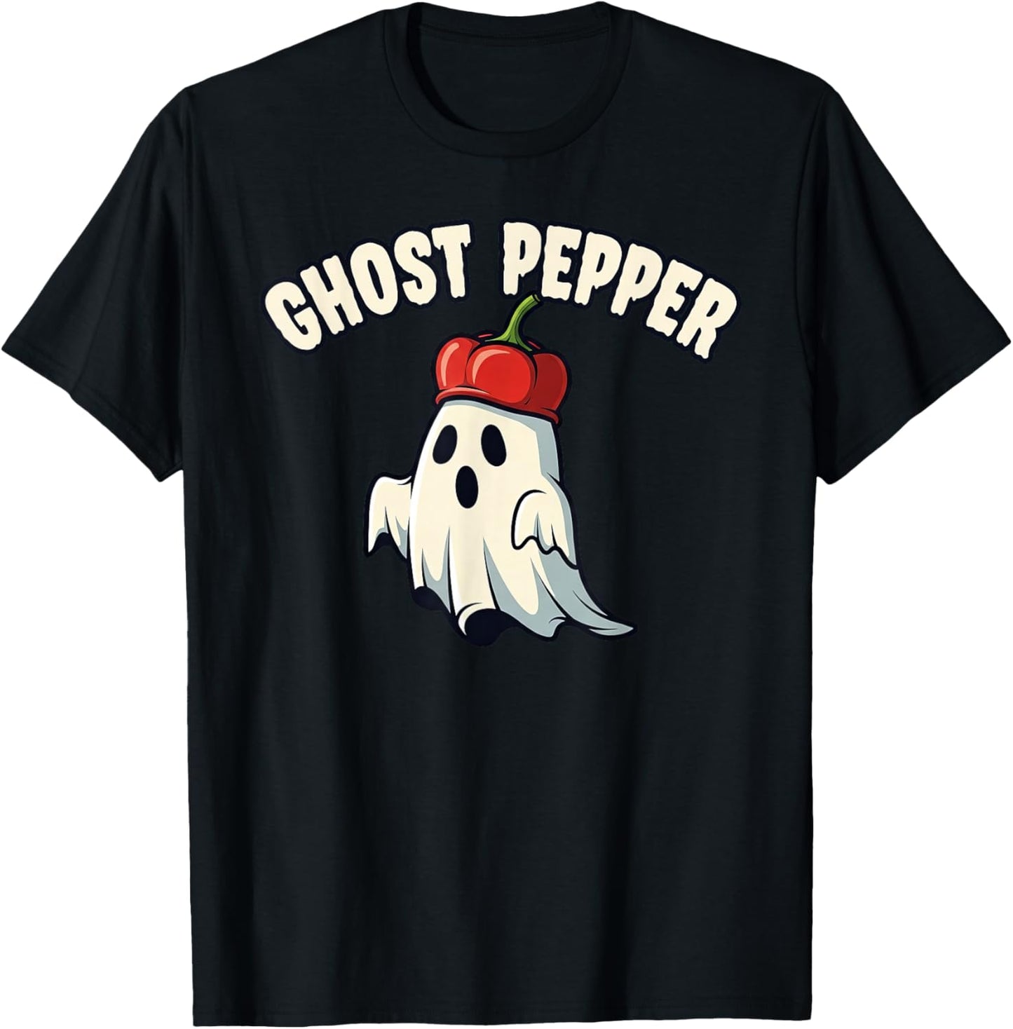 Ghost Pepper Spicy Food Halloween Pun T-Shirt - T-Shirt | Black