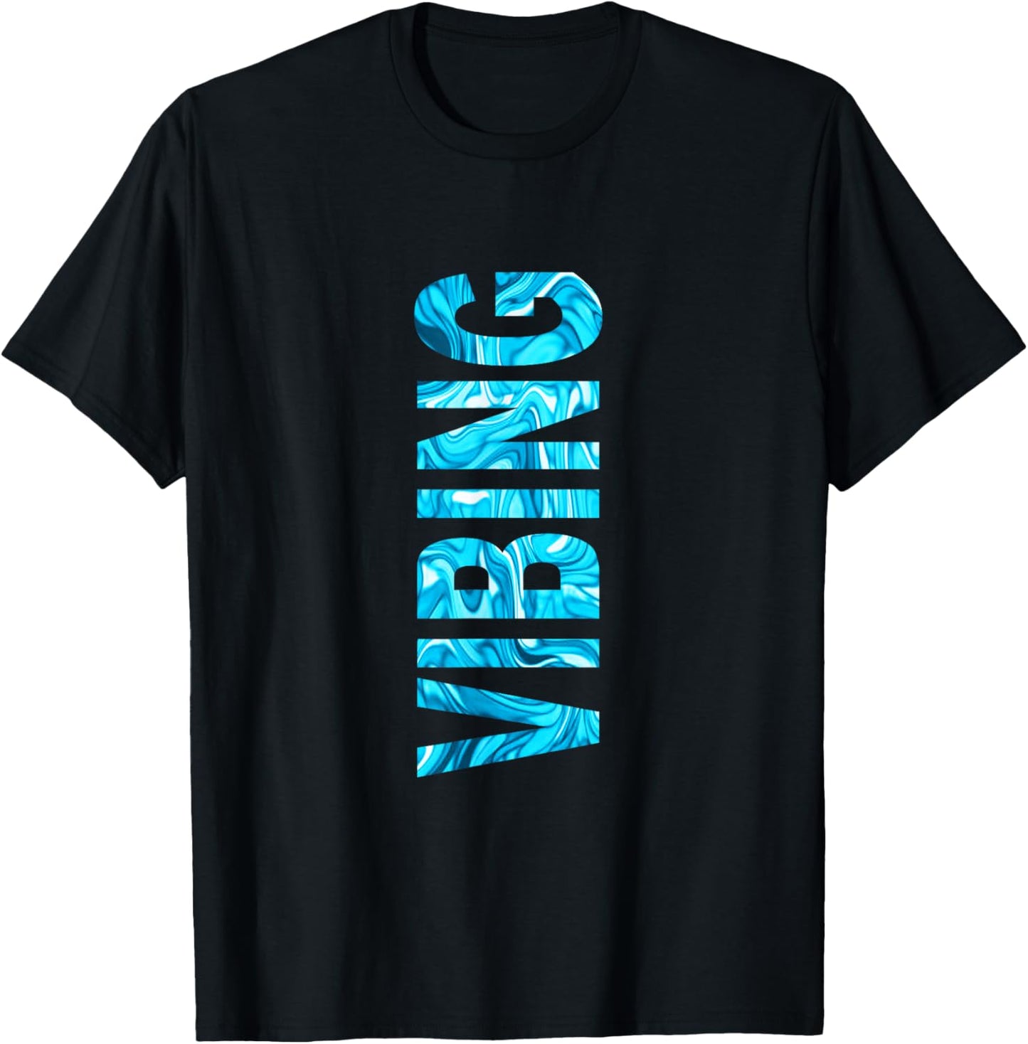 Blue Color Vibing Melted Blue Graphic T-Shirt - T-Shirt | Black