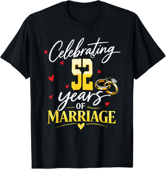Celerating 1974 52th 52 Years Wedding Anniversary T-Shirt - T-Shirt | Black
