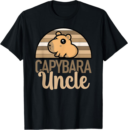 Retro Sunset Capybara Uncle T-Shirt - T-Shirt | Black