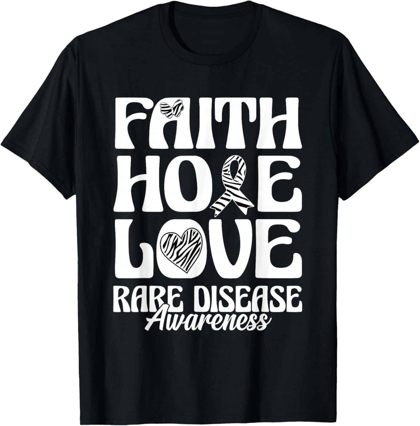 Rare Disease Awareness Faith Hope Love T-Shirt - T-Shirt | Black
