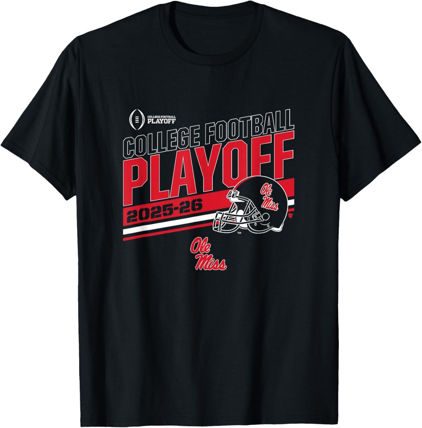 Ole Miss Rebels College Football Playoff Stripe 2025 T-Shirt - T-Shirt | Black