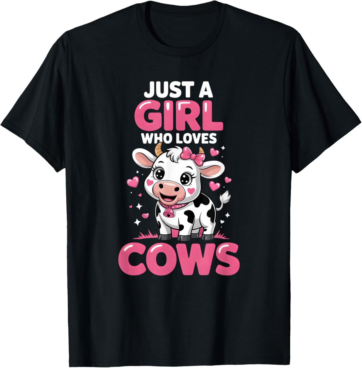 Girls Cow T-Shirt - T-Shirt | Black